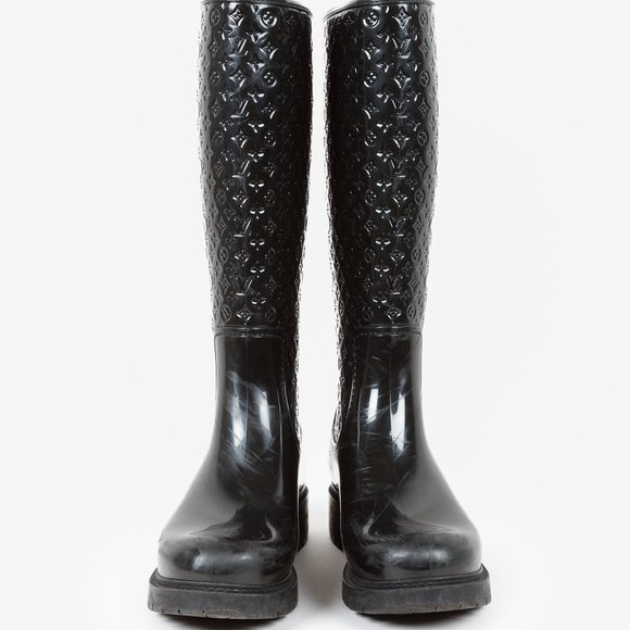 Louis Vuitton Black Monogram Splash High Rain Boots, Size 40 - Picture 2 of 10